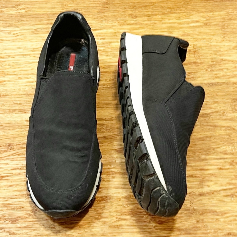 Prada Linea Rossa Slip-On Technical Sneakers (Black) – Size EU 39.5 / US 9.5